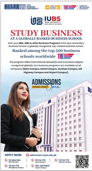 Admission notice for Iqra University Karachi